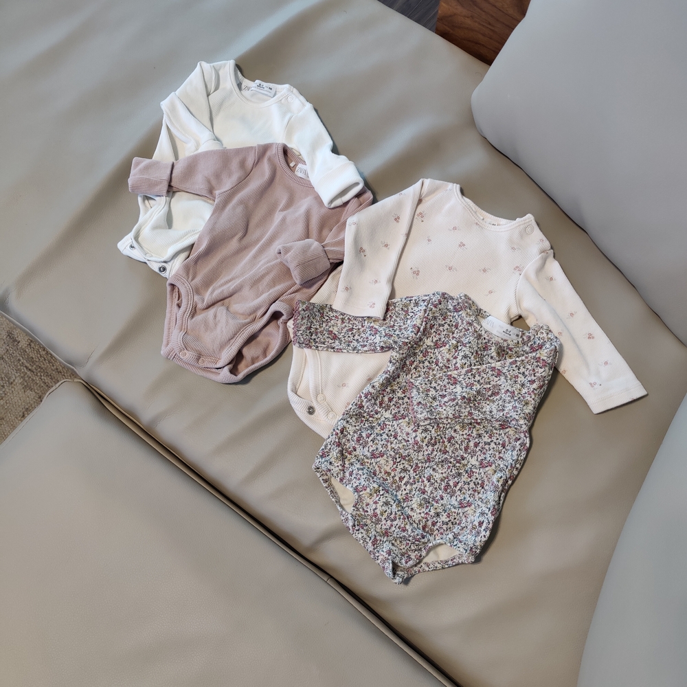 Zara Cream and Floral Kids Bodysuit Set